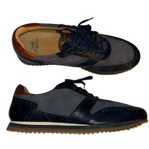 NWOB Johnston & Murphy Navy Ryland Sheepskin Retro Trainers *Sample* 11M